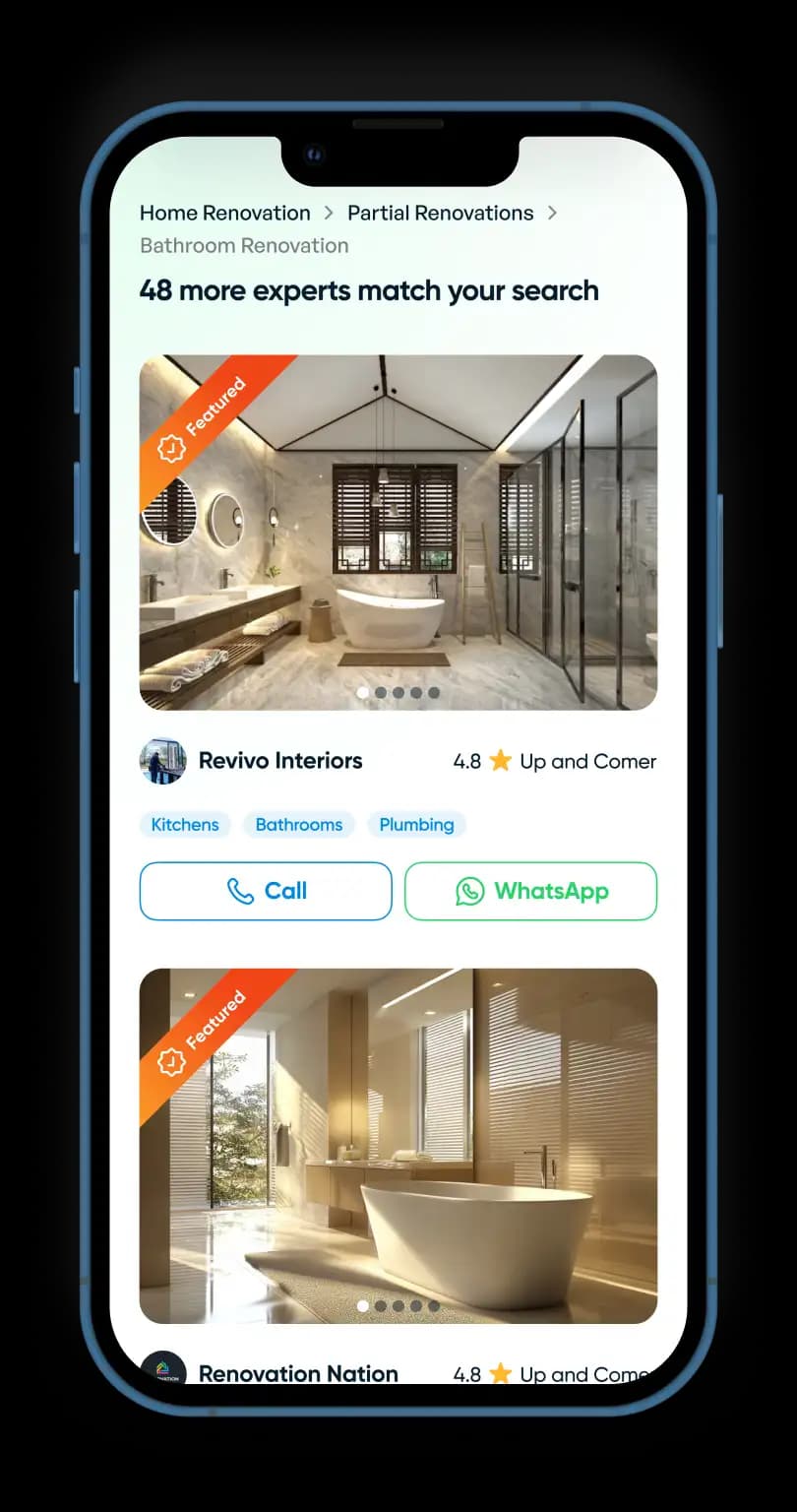 Step 2 – Compare expert profiles with project photos, service tags, and ratings to choose the right fit