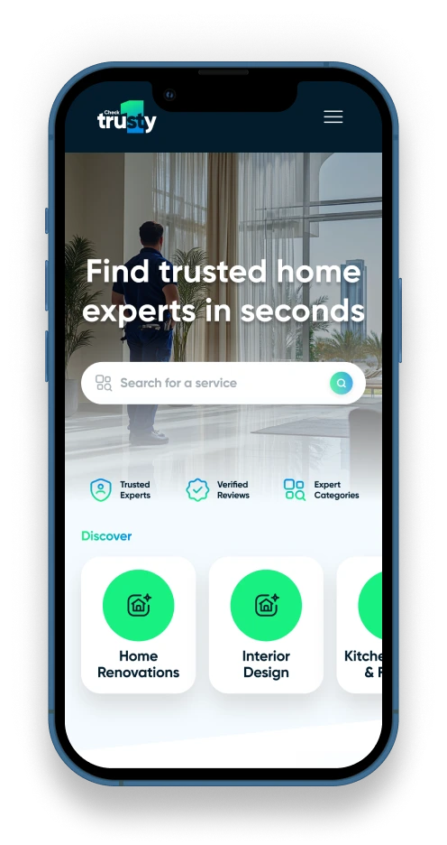 Step 1 – Use the search bar or browse categories on mobile to find trusted home experts