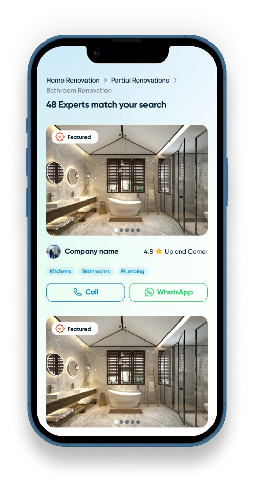 Step 2 – Compare expert profiles with project photos, service tags, and ratings to choose the right fit